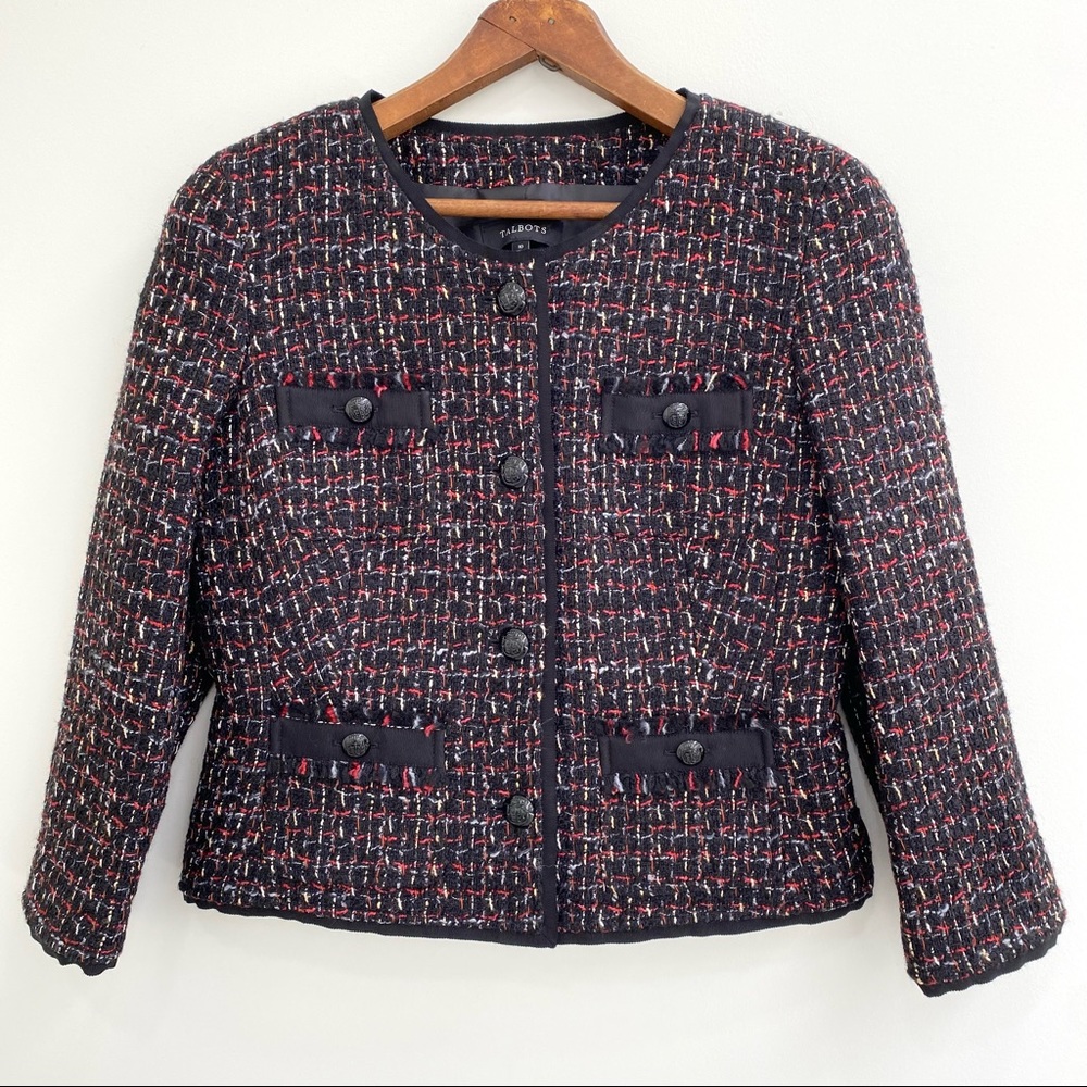 Talbots Black and Red Tweed Blazer